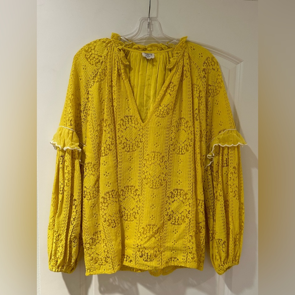 Hemant & Nandita Yellow Lace Blouse Handmade from India